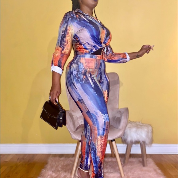 Stylish Multicolor Two Piece Set - Picture 2 of 3